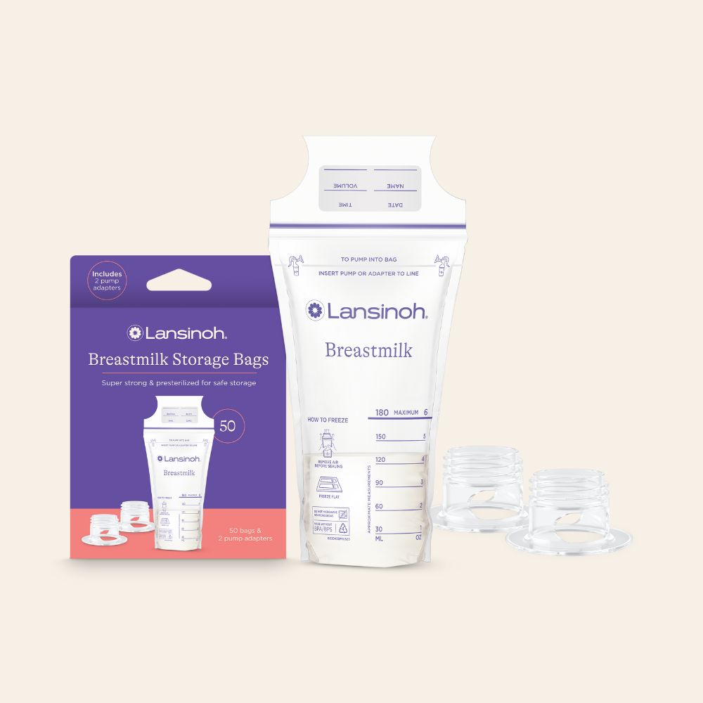 Breastmilk Storage Bags 6oz (50ct) with 2 Pump Adapters