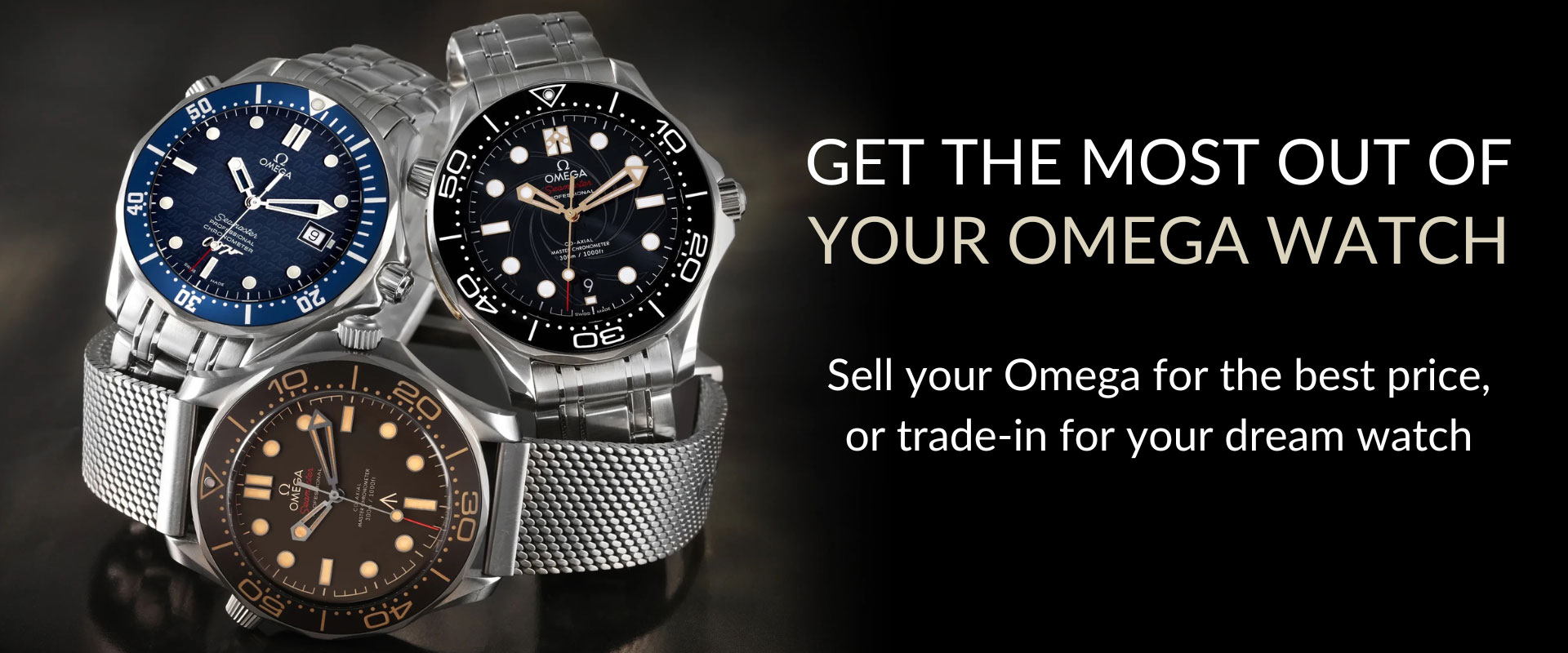 Photo showing three Omega watches