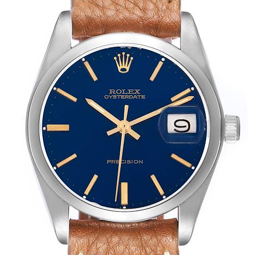 The Rolex Vintage Collection 6694 Men's Stainless Steel Blue Dial model is shown from the front, displaying the dial, hour markers, hands, and crown.