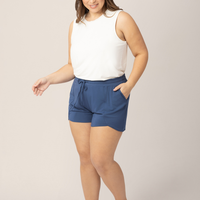 Bamboo Maternity & Postpartum Lounge Short | Slate Blue