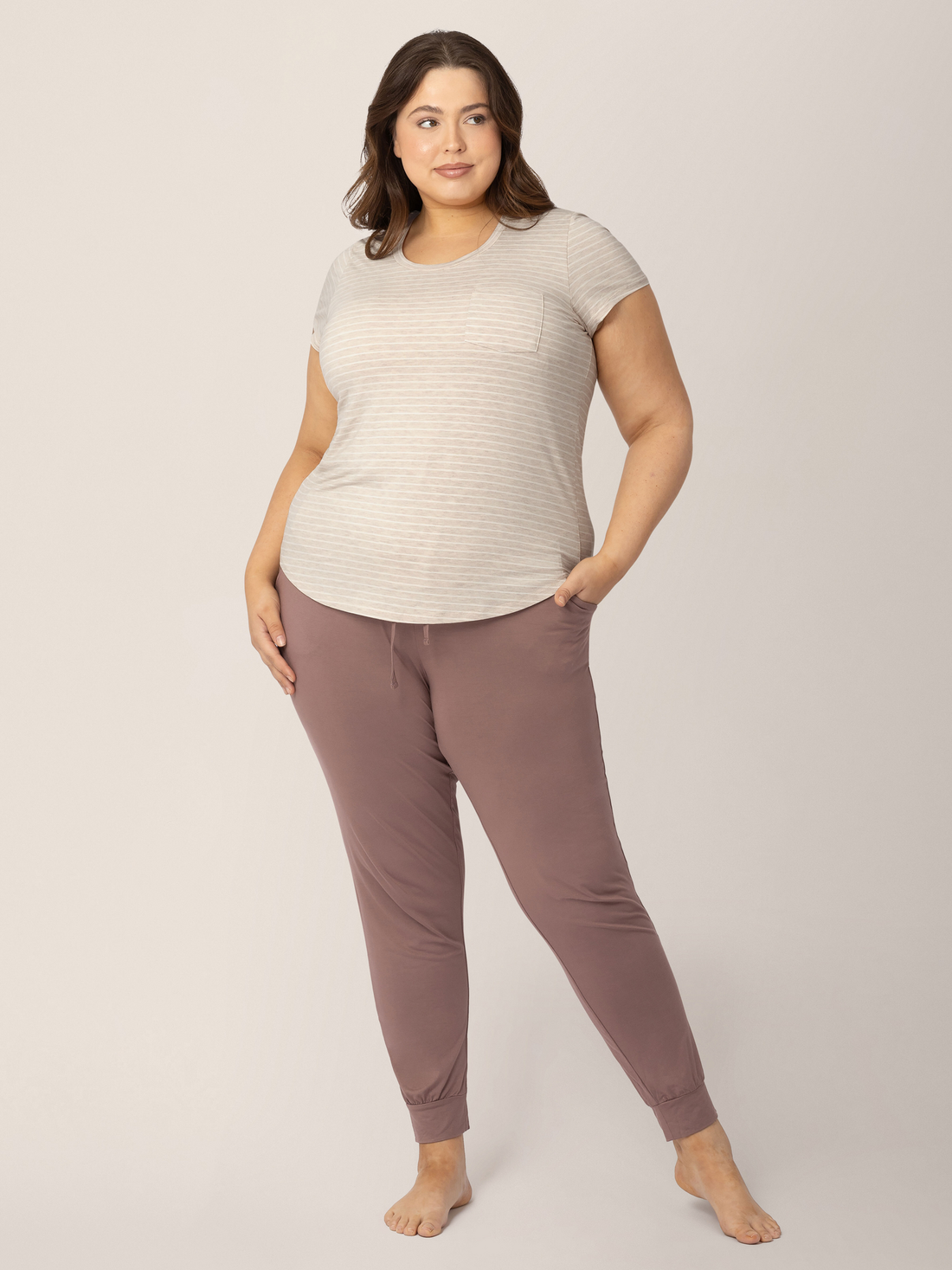 Everyday Maternity & Nursing T-shirt | Oatmeal Stripe