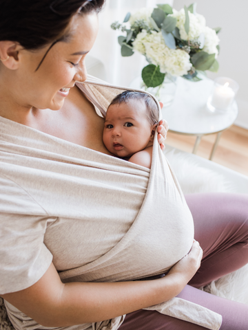 Organic Cotton Skin to Skin Short Sleeve Wrap Top | Oatmeal Heather